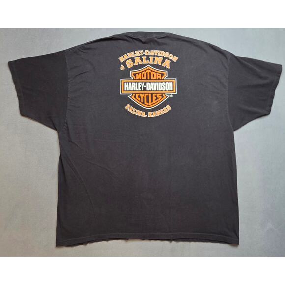 Harley Davidson Mens 4X Black T Shirt USA Salina Kansas 2003 Stars‎ Stripes - Picture 4 of 7
